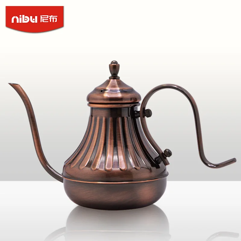 

Nibbe Hand Wash Pot 304 Stainless Steel Long Handle Coffee Pot Coffee Hand Wash Pot Fine Mouth Pot Bronze Symphony