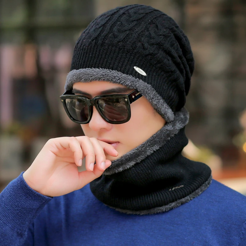 Зимние шапки для мужчин Skullies Beanie шапка зимняя шапка мужской женский шерстяной шарф шапка s Набор Балаклава маска Knitted шапка вязаная шапка