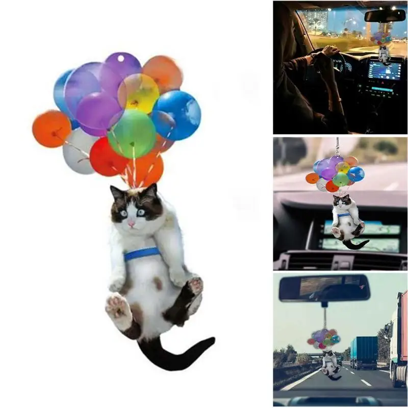 Cartoon Cute Dog Car Hanging Ornament with Colorful Balloon Home Decor 