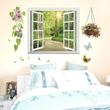 Стиль съемный экологически чистый стикер на стену s гостиная декоративная наклейка для дома поддельные окна на дереве Lined
