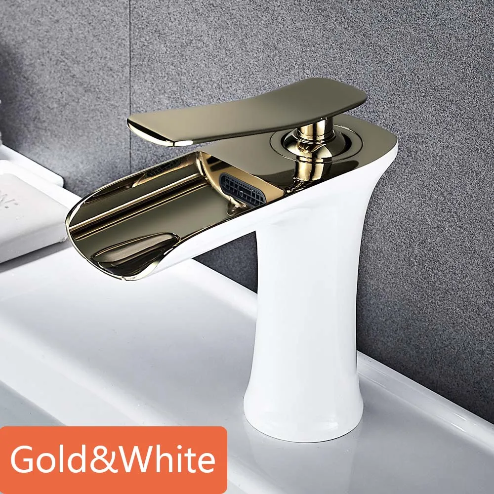 Gold White Смеситель для раковины Кран для раковины, кран для ванной комнаты с одной ручкой, кран для горячей и холодной воды, кран для раковины, кран на бортике, кран Torneira - Цвет: Gold White