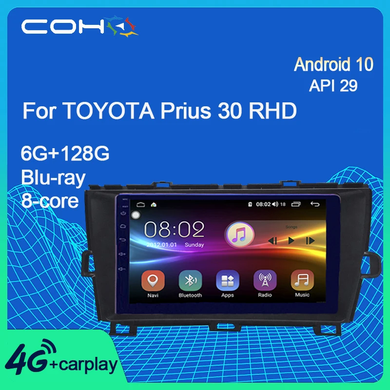 COHO для Toyota Prius 30 RHD радио Coche автомобильный навигатор плеер стерео приемник Android 10 0