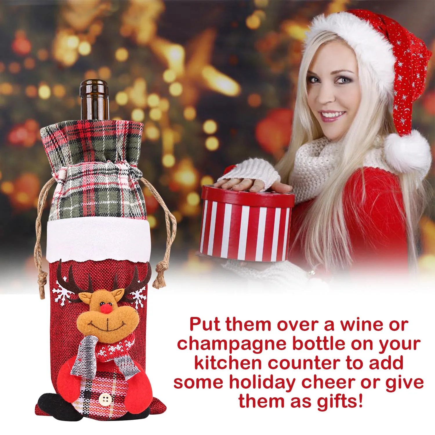 Behogar Merry Christmas шампанское вино бутылка Подарочная сумка чехол для вечерние фестиваль на стол для домашнего ужина вечерние Navidad украшения