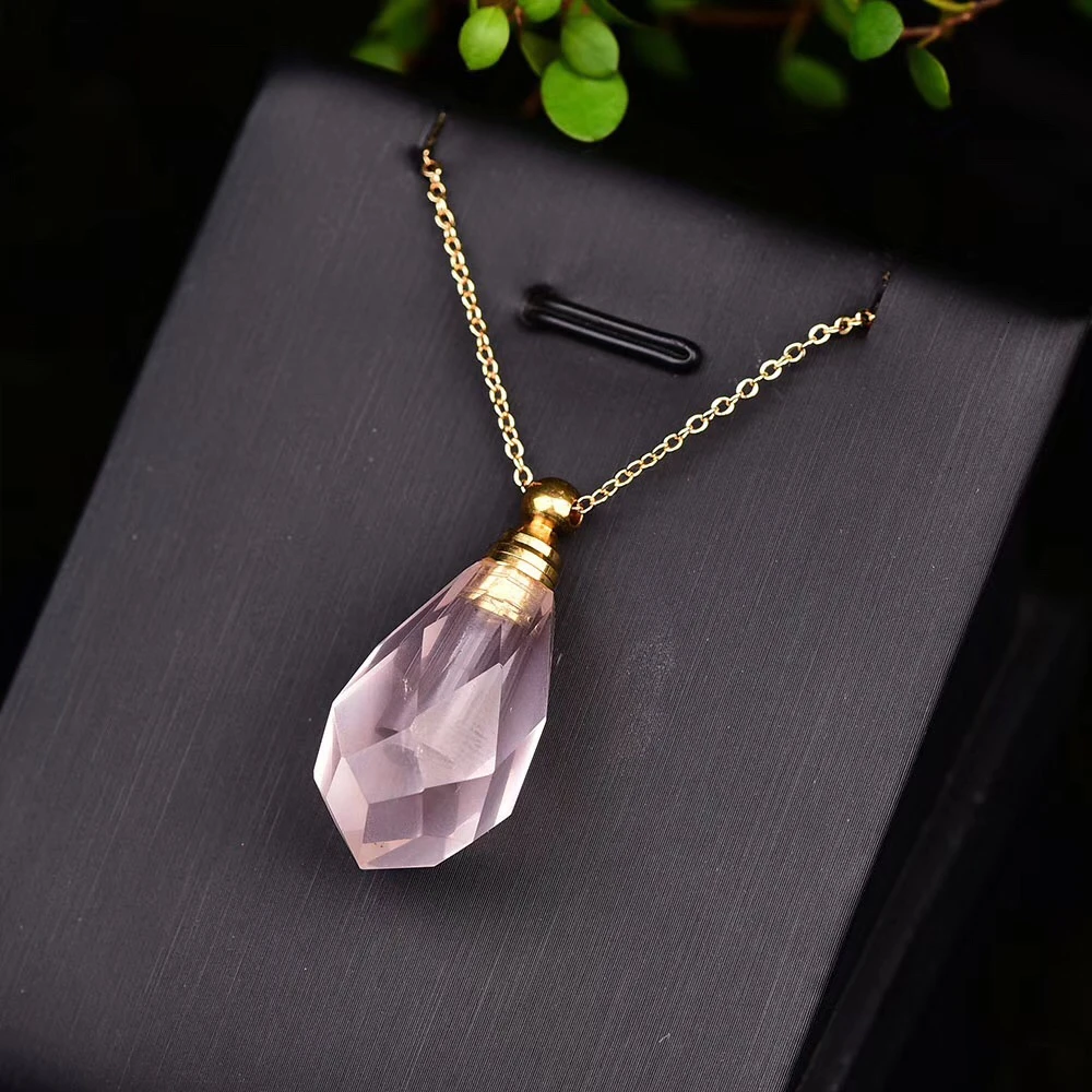 

Natural Rose Crystal Home Perfume Bottle Pendant Necklace Reed Scent Parfum Fragrance Diffuser 14K Zakka Raumduft Gift Birthday