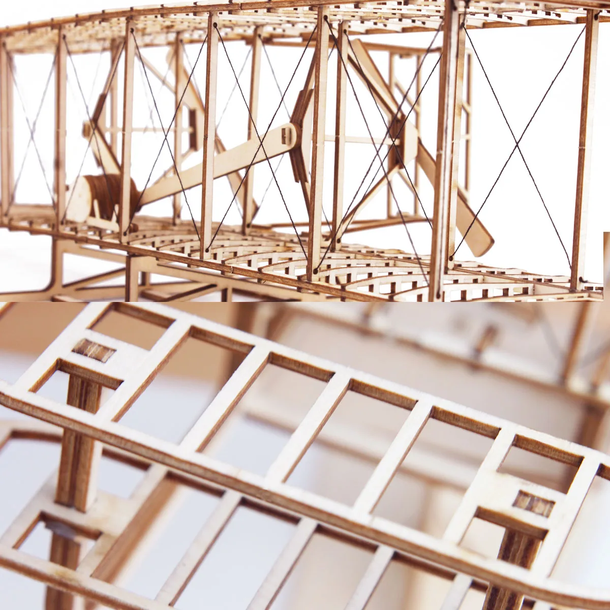Aircraft Model Wood Airplane Toy Kit Building Collection Wright Brothers Flyer Plane 3D Wooden Assembly Puzzle For Kids Adults