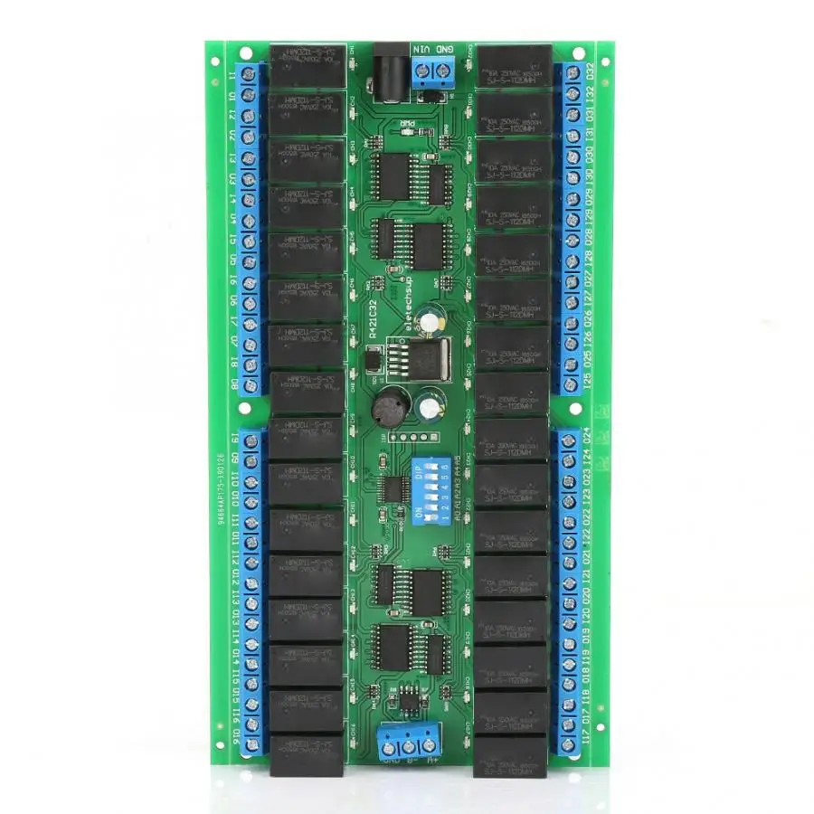 R421C32 DC 12 В 32 канала релейный модуль RTU RS485 автобус Релейный Модуль UART последовательный порт плата для PLC светодиодный домашней автоматизации дверной замок