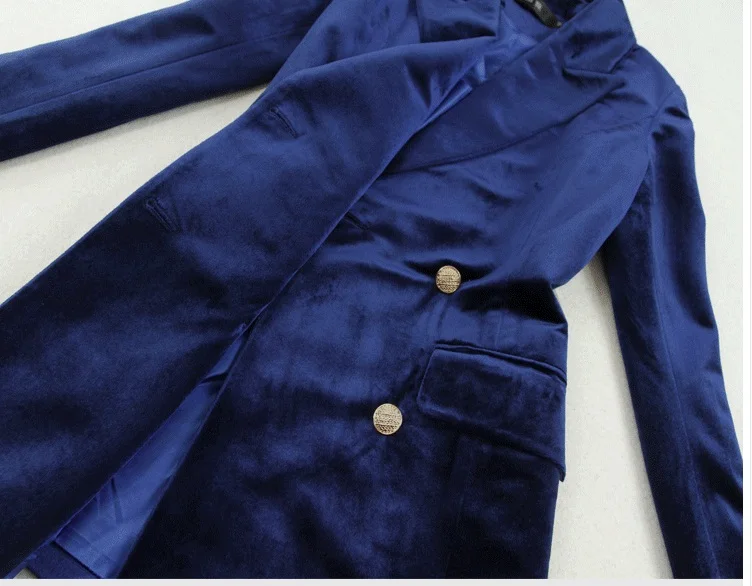 Grote maat vrouwen herfst en winter nieuwe slim afslanken taille двубортный Пак+ динамик broek goud fluwelentwee-stuk pak