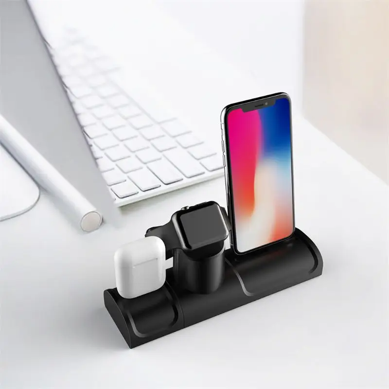 3In1 Силиконовая Подставка для зарядки док-станция для наручных часов Apple Watch 4/3/2/1 для iPhone для Airpods