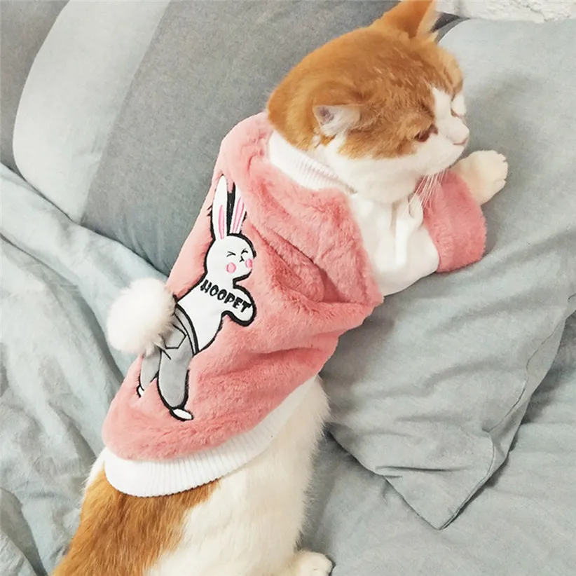 Pink Мягкий плюшевый кролик, кошка, одежда для собак, теплый мягкий свитер для домашних животных, пуловер, одежда для щенков, одежда для кошек на зиму 912 - Цвет: Pink
