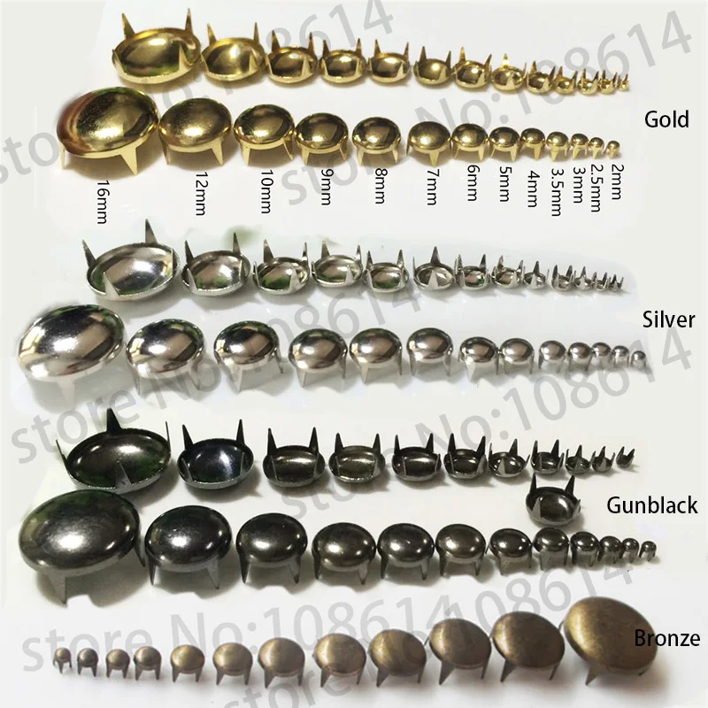 Купольная головка 4 заклепки с штампами серебряные золотые черные бронзовые в