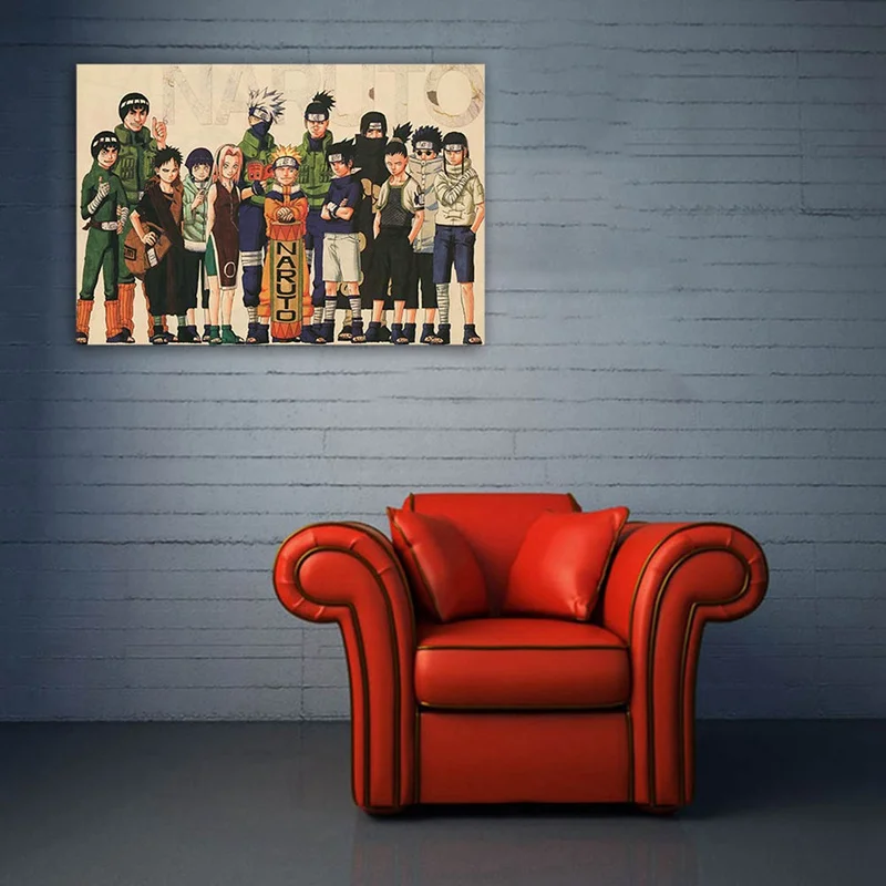 Винтажный мультфильм аниме постер Naruto бар Детская комната Домашний декор комиксы Наруто бумага для поделок В Стиле Ретро Живопись 51*35 см