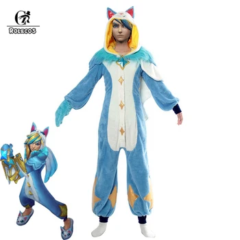 

ROLECOS LOL Ezreal Pajama Cosplay Star Guardian LOL Costume Game Cosplay Men Costume Winter Pajama