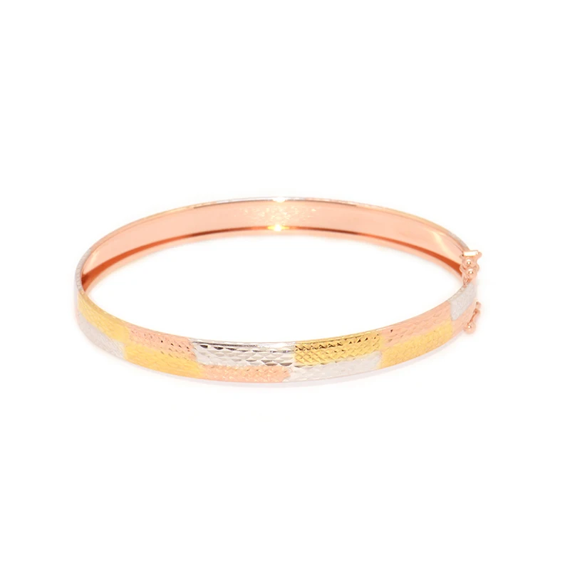 Блестящие лазерные браслеты Tri Tone 18K из чистого настоящего твердого золота AU750 для