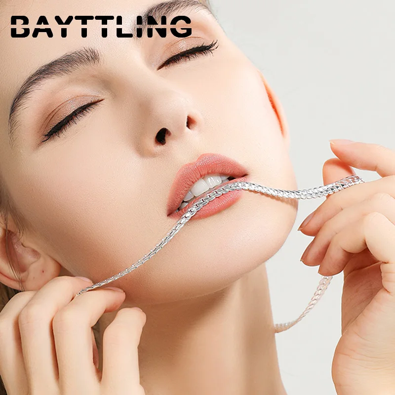 BAYTTLING S925 Sterling Silver Gold/Silver 8/18/20/24 Inch Side Chain Necklace For Women Men Fashion Jewelry Gifts
