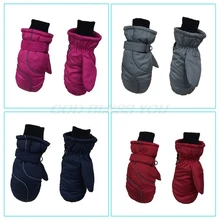 Детские зимние лыжные перчатки водонепроницаемые ветрозащитные одноцветное свободное платье утепленные регулируемые эластичные варежки От 5 до 9 лет