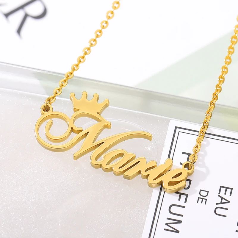 Персонализированные корона ожерелье имя кулон для женщин девочек бижутерия из