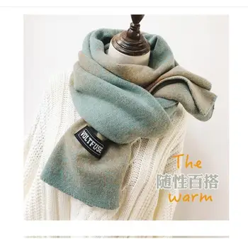

Female Winter Mixed Cashmere-like Thickened Double-sided Scarf Student Lovers Warm Neck Korean Edition Men and Women's New Shawl