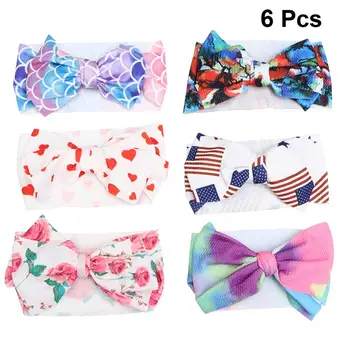 

6pcs Baby Hairband Set DIY Bowknot Headband Head Wraps Lovely Hair Accessories For Kids Infant Baby(Random Color)