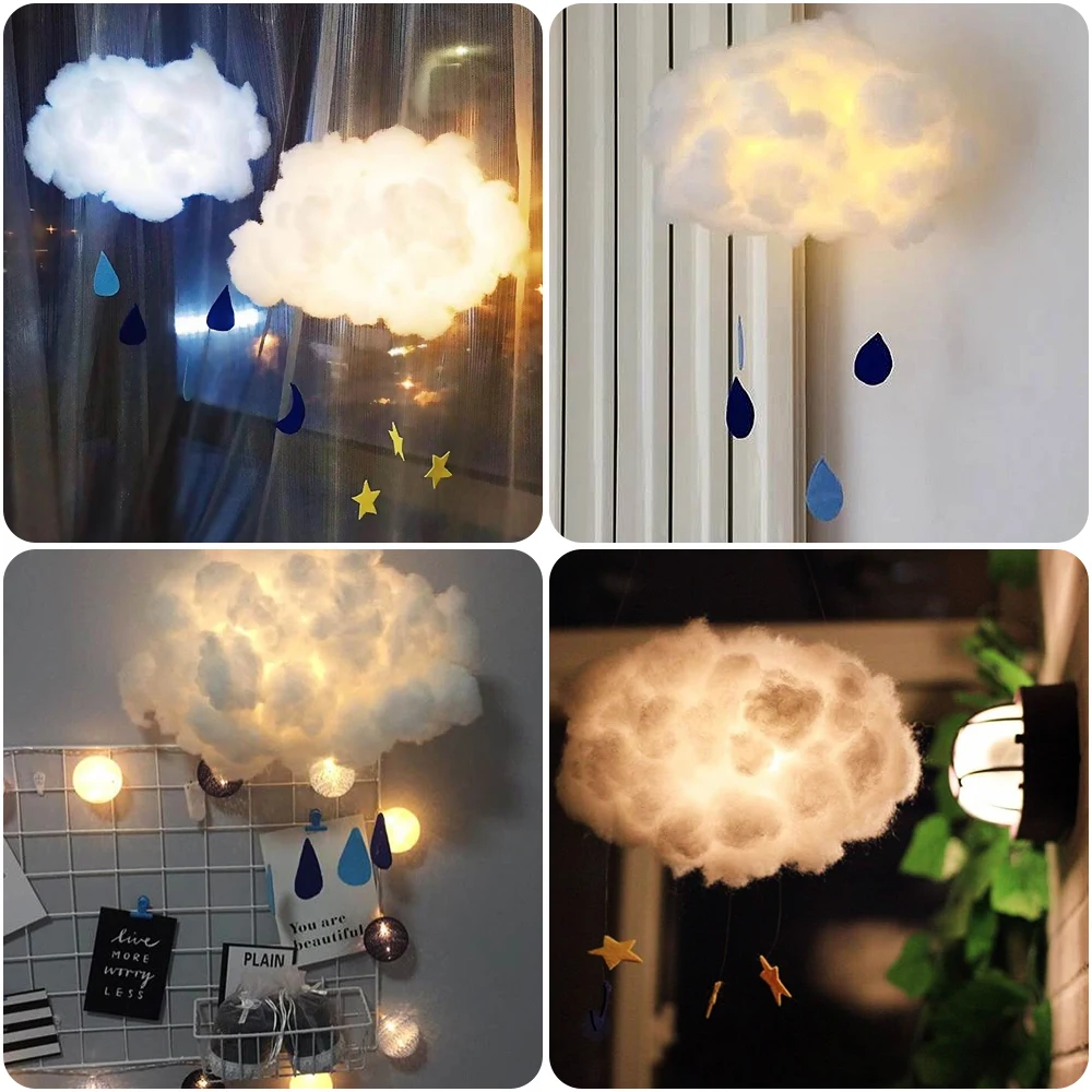 

2m DIY Handmade Cute Cotton Cloud Shape Light Hanging Night Light For Birthday Gift Home Bedroom Decor Drop Shipping Sale
