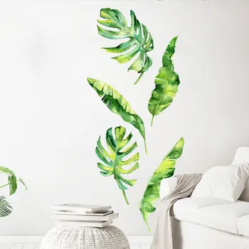 

98*43cm Green Leaf Wall Stickers Home Decor Living room Bedroom self-Adhesive Plant Vinyl Wall Decals Poster Mural Decoration