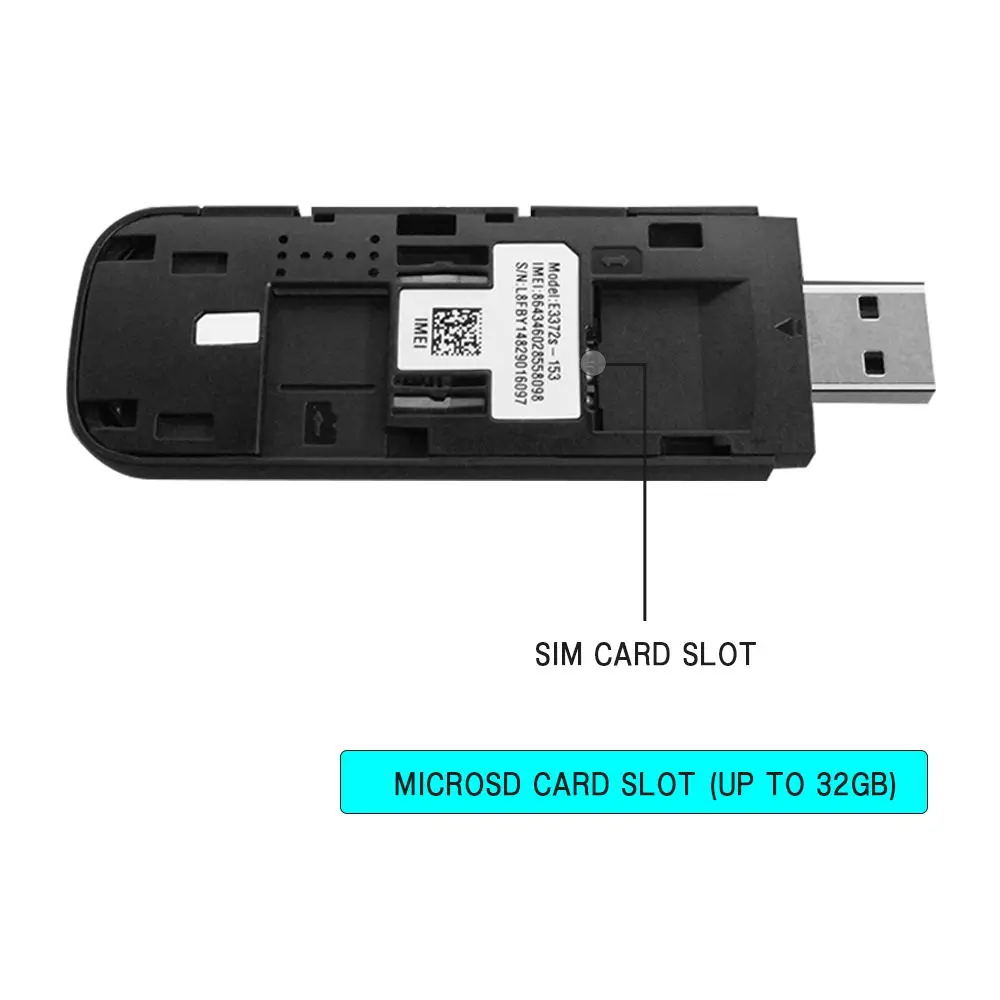 Huawei E3372s-153 LTE FDD800/900/1800/2100/2600 МГц Cat4 150 Мбит/с Беспроводной USB модем плюс 2 шт. антенны