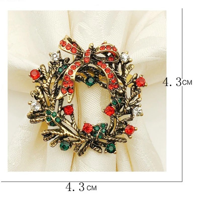 ELEG-6Pcs, Рождественский венок, кольца для салфеток, металлическая для салфеток, пряжка, держатель для салфеток, круг для салфеток, отель, ресторан, свадьба, вечеринка, ужин