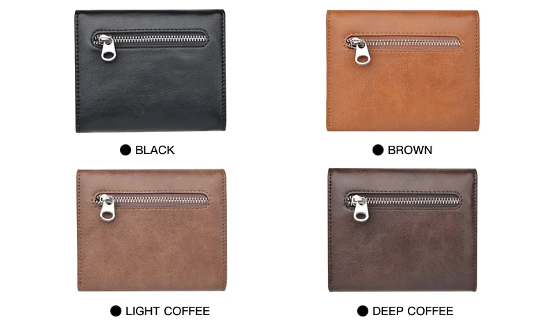 Hot Sale Hasp 3 Fold Vintage Multifunction Short Wallet Men Wallets Coin Pocket Zipper Man PU Leather Small Card Holder Photo