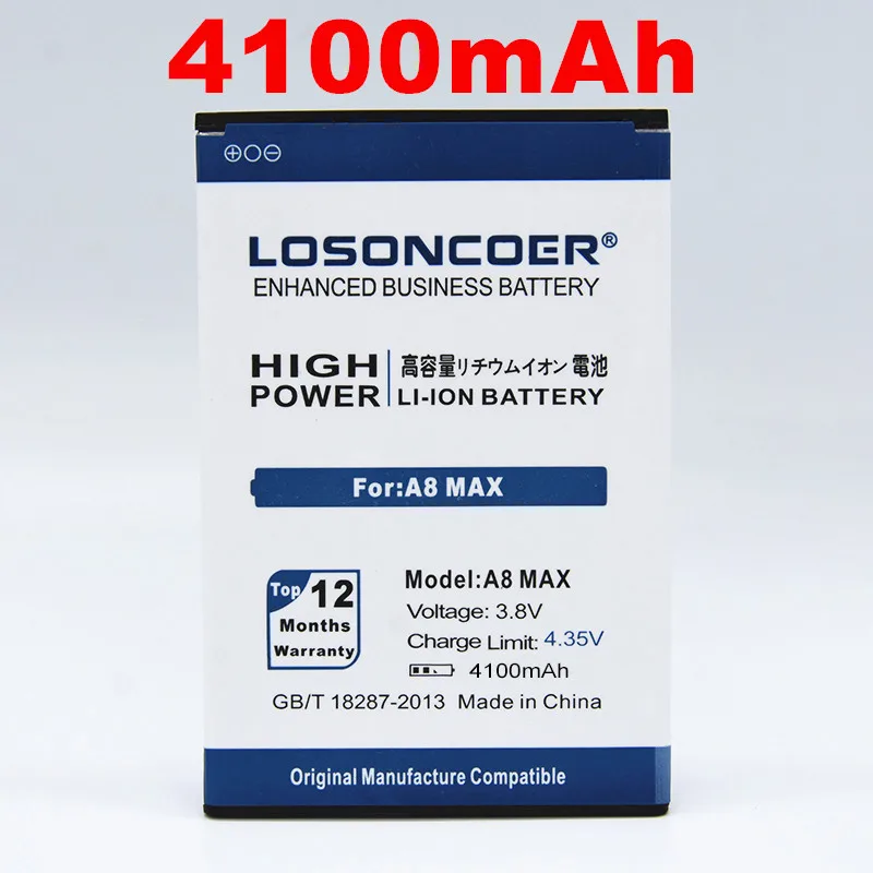 LOSONCOER A8 MAX 4100mAh Сменные Аккумуляторы для телефонов Blackview A8 Max