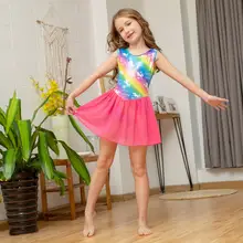 Балетные костюмы с рисунком единорога радуги, детский балетный комбинезон-боди, танцевальная одежда, трико для девочек, гимнастический трико, детская одежда