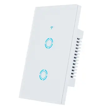 

2-Gang Smart WiFi Light Switch Screen Touch Panel Voice Control Wireless Wall Switch work App Remote Control for Alexa/Echo Home