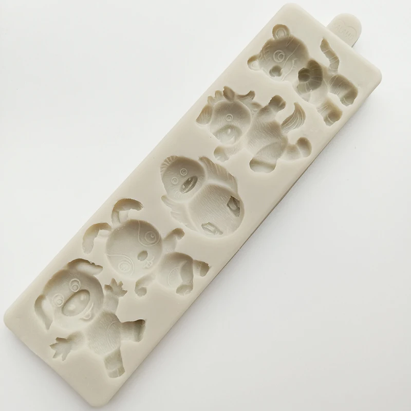 Minsunbak 3D Свинья, кролик, курица силиконовая форма лошадь, тигр инструмент для украшения торта DIY Форма для шоколадного фондана
