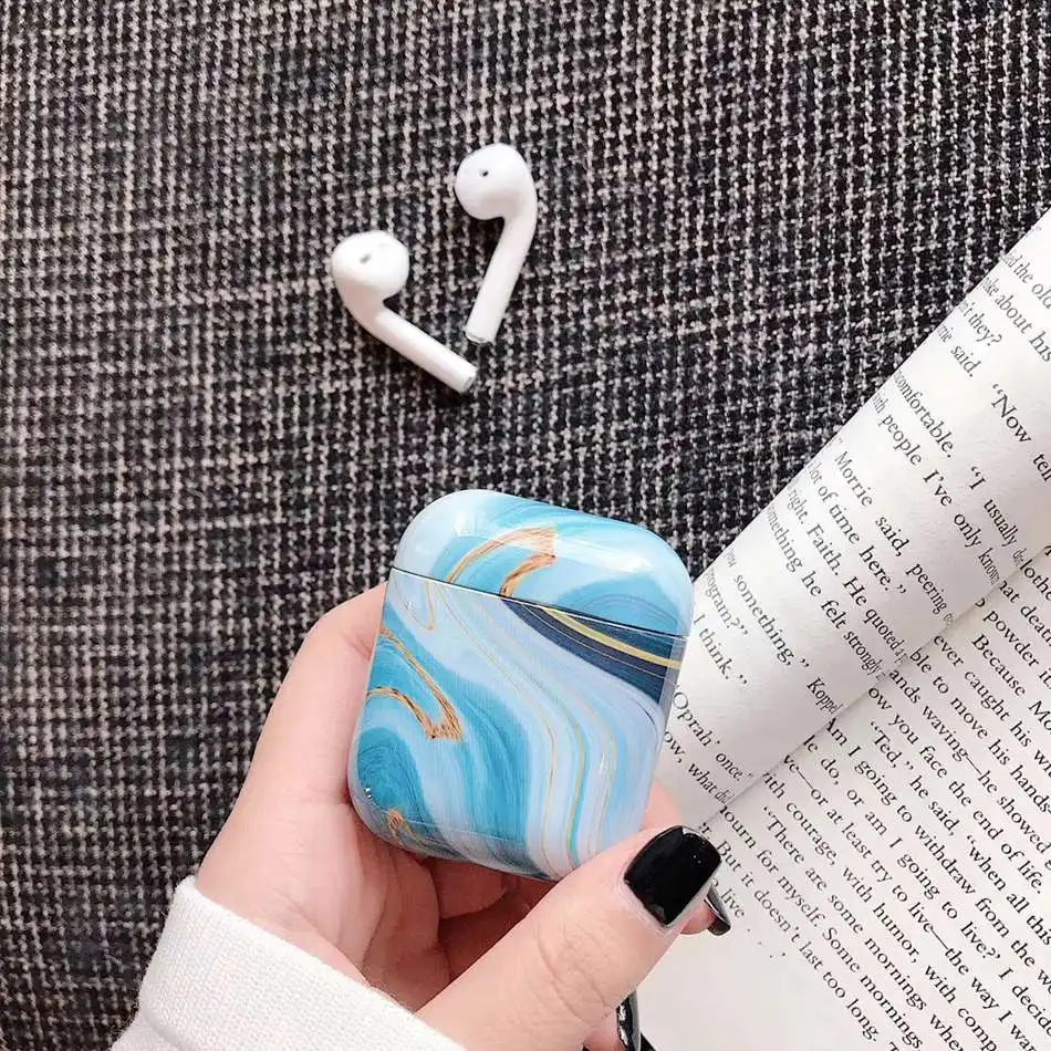 Чехол для наушников для Airpods 2 Чехол, роскошный мраморный чехол для наушников с авокадо для Apple Air Pods, защитный чехол для наушников, аксессуары