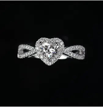 

Sale 1 Carat 18K White Gold 1 Ct Moissanite Diamond Ring Heart 2 Row Luxury Women Wedding Party Engagement Anniversary Ring VVS