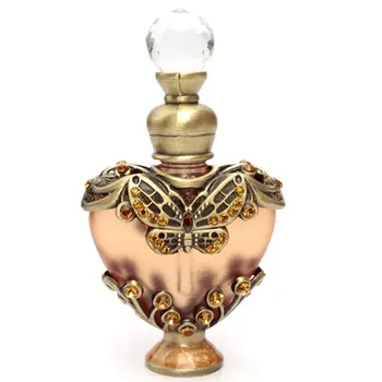 

10ml Vintage Heart Shape Empty Refillable Metal Glass Perfume Bottle Stopper Gift