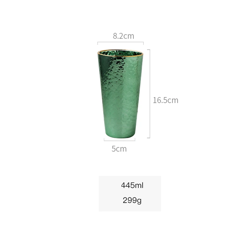 Скандинавский зеленый молотый Позолоченный край бокал для вина, бокал для шампанского, не содержит свинца, бокал, кружка для чая, чашка для молока, воды, чашки, посуда для напитков - Цвет: M05