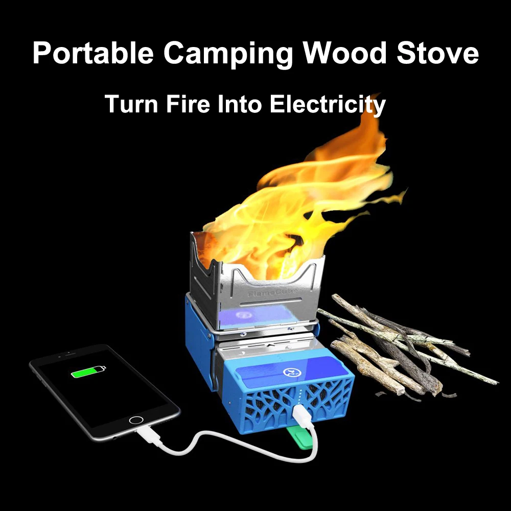 Portable Camping Wood Stove Wood Burning Stove Outdoor Folding Stove for Backpacking Survival Cooking Turn Fire Into Electricity