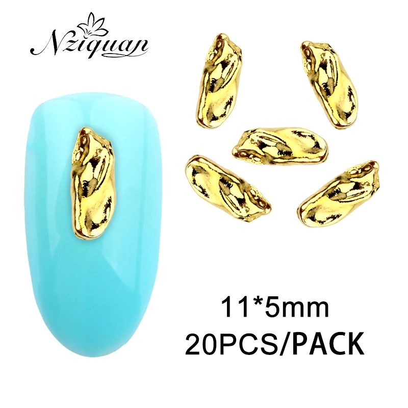 

20PCS Irregular Shaped Nail Decoration Sticker Four-color Charm Metal Nail Decoration DIY Simple Nail Art Decoration Accessories