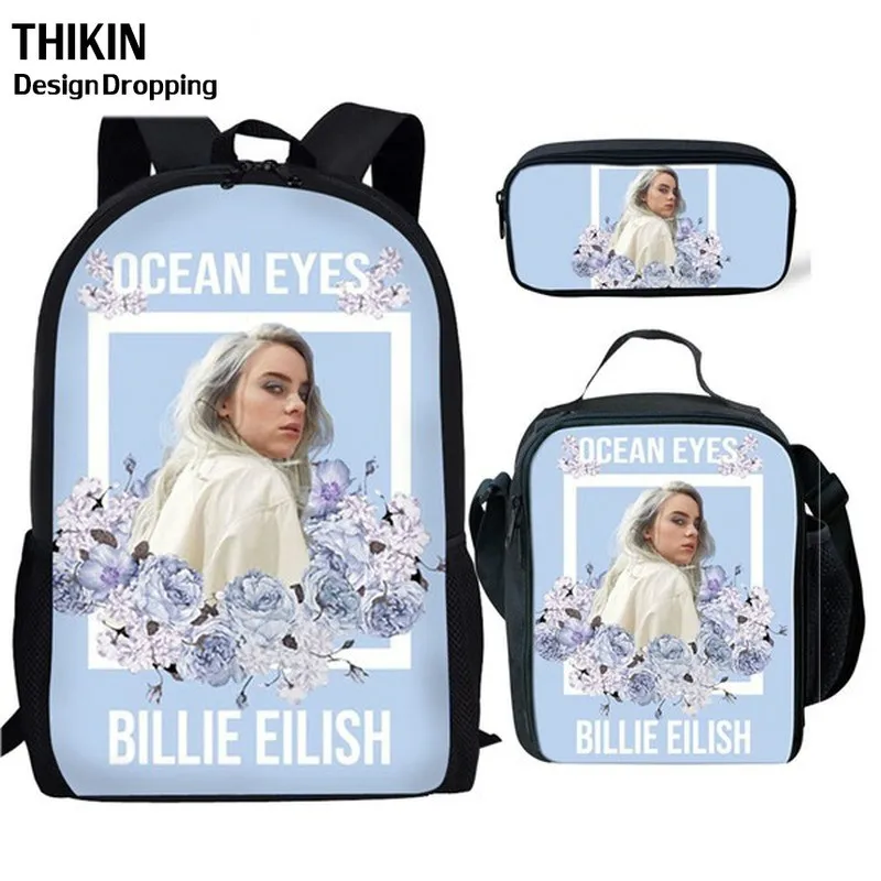 THIKIN Новые 3 шт./набор Billie Eilish школьные сумки для подростков мальчиков и девочек хип-хоп детский школьный рюкзак Rapper Женская Повседневная сумка