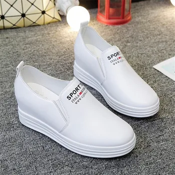 

Soft Leather flat Print women shoes New Spring Autumn Fashion Wild Increase within shoes Slip-On Casual Platform female shoes