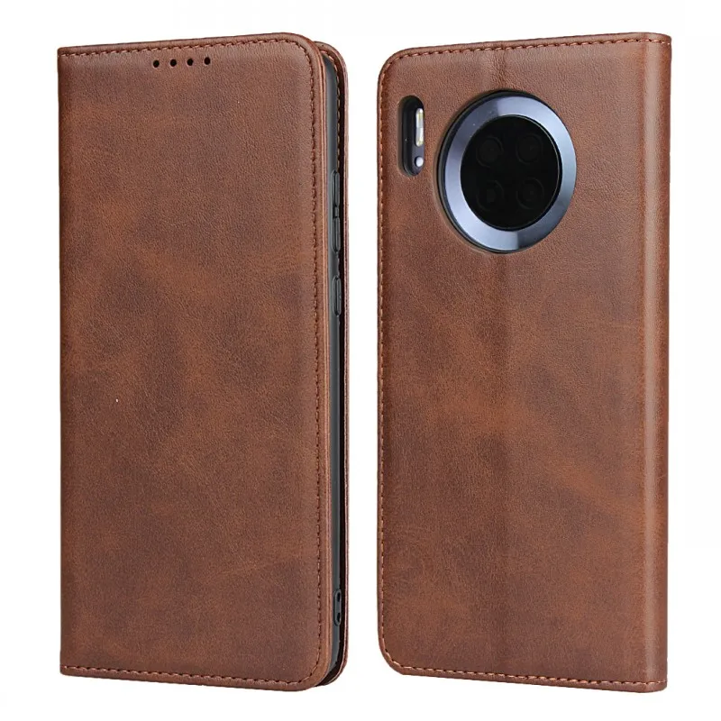 Dark Brown Чехол для телефона huawei mate 30, Магнитный чехол, откидной кожаный чехол-книжка для huawei mate 30, чехол, Coque Fundas Capa, аксессуары для мобильного телефона - Цвет: Dark Brown