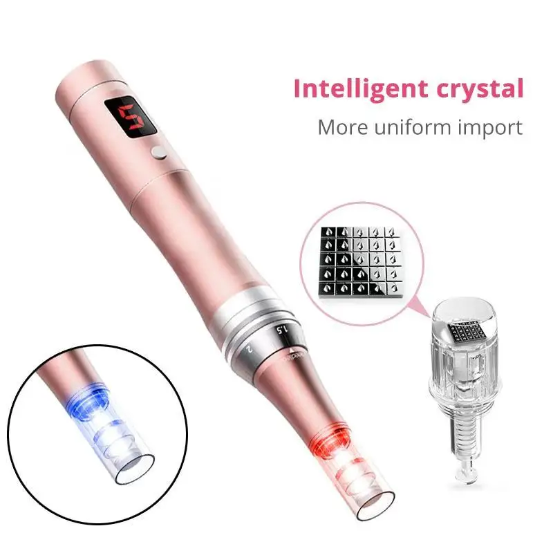  DARSONVAL Wireless Pink Pen 2 Colors Led Facial Intelligent Crystal Cartridge Micro Needling Tattoo - 4000344616975