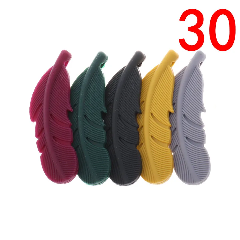 Retro ATOB 30PCS Silicone Bite Beads Feather BPA Free Teether DIY Necklace Baby DIY Rodent Silicone Nursing Pendant Chewing Beads - Цвет: Retro
