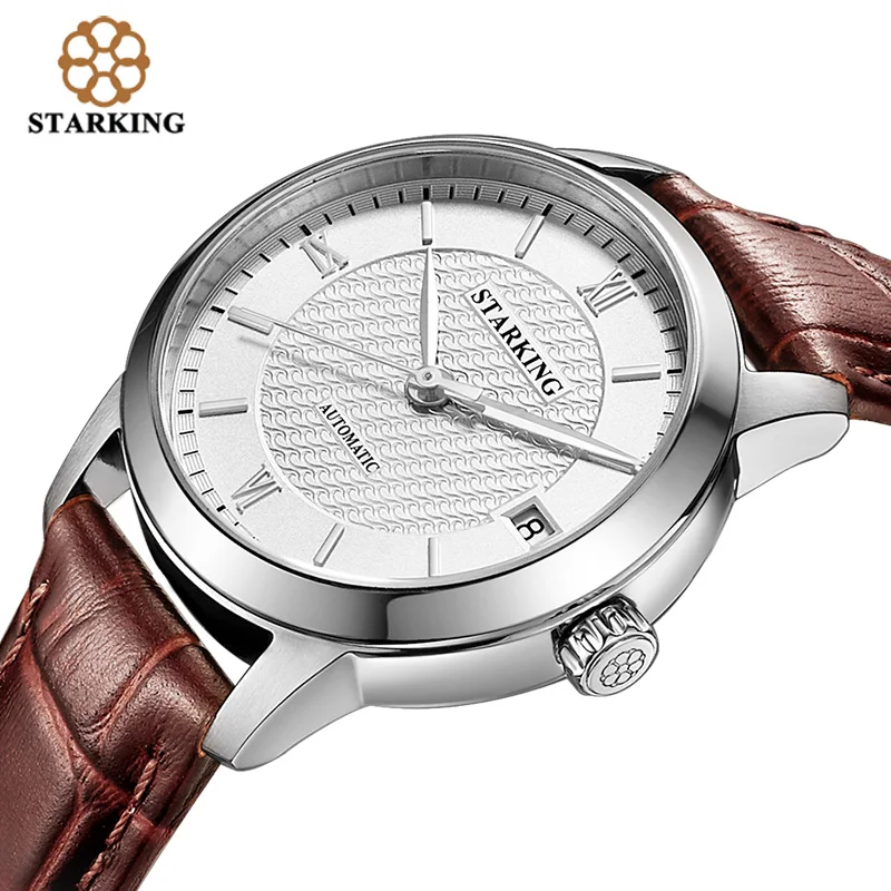 STARKING lovers Watches Top Brand Genuine Leather Lovers Watch Men Women Clock Mechanical Automatic Wristwatch Couple 2