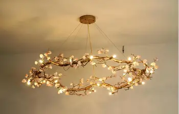 

Light luxury post-modern copper branch crystal chandelier French living room dining room lamp American minimalist designer villa