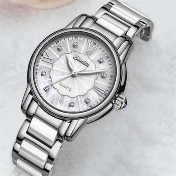 

SUNKTA New Ceramic Strap Women Watches Simple Dial Ladies Quartz Watch Waterproof Female Clock Relogio Feminino Bayan Kol Saati