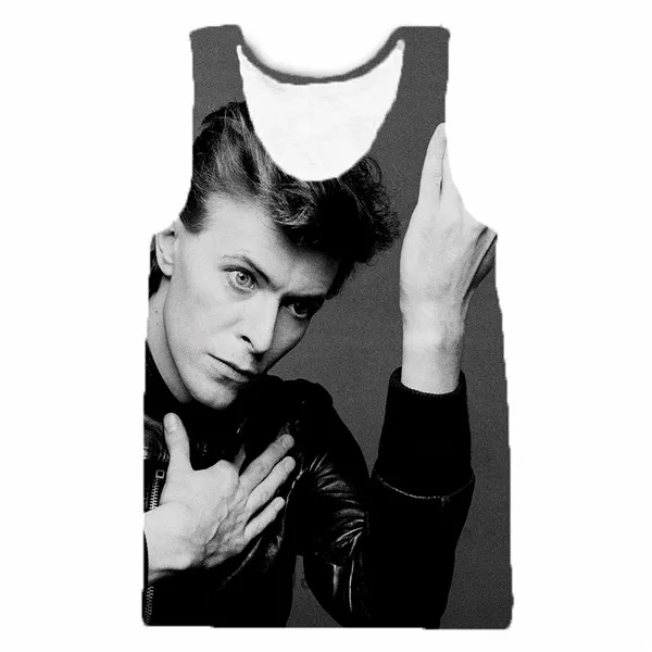 Мужской жилет черный Aavid bowie singer хип-хоп тренд 3D летний модный Повседневный Готический пляжный жилет для мальчиков Modis Harajuku Повседневный