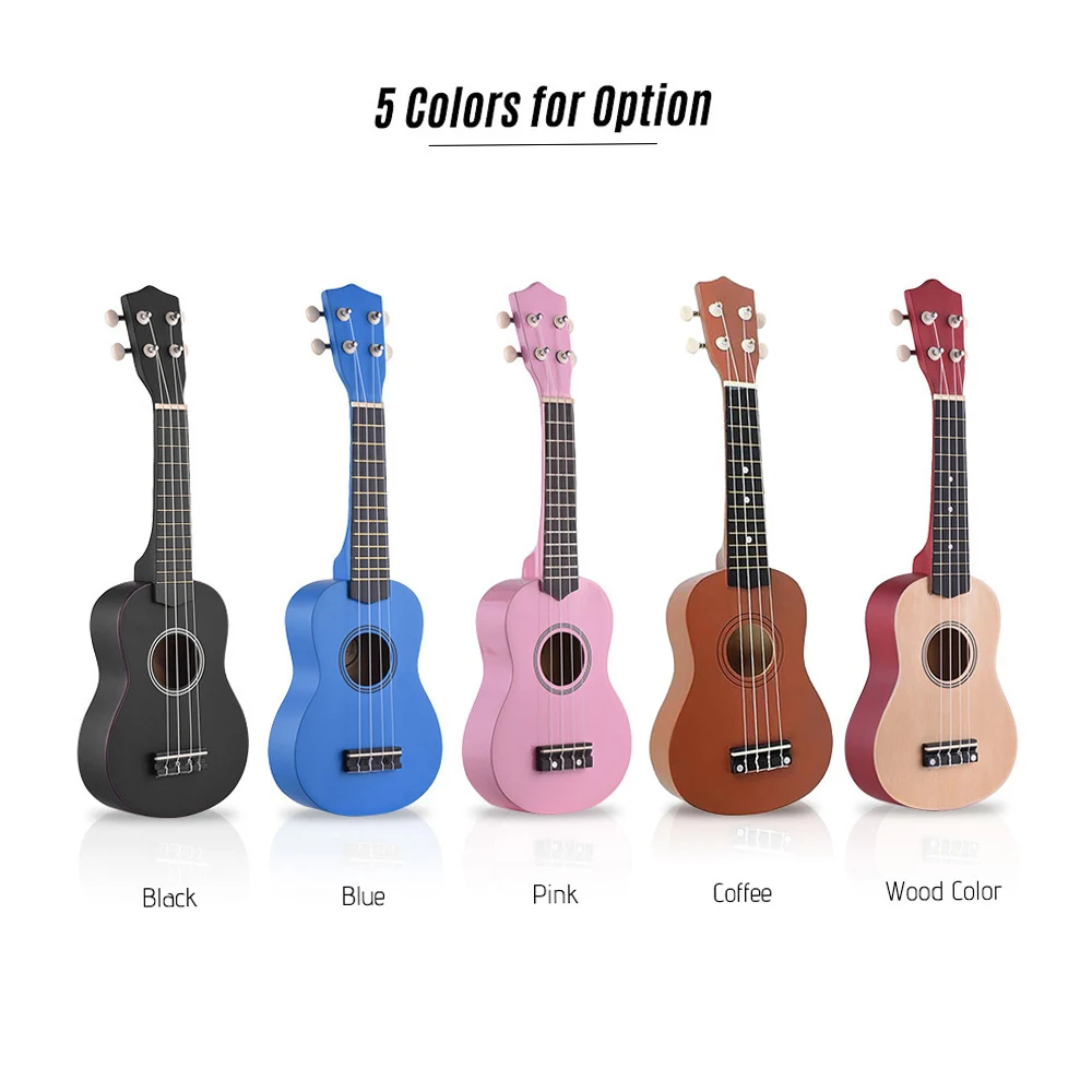 Ukulele Set 21 Inches Soprano Ukulele Ukelele Mahogany Wood with Carry Bag Uke Strap Strings Tuner Pick Holder Celluloid Picks