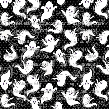 

halloween ghost skull 4 ways stretch knit polyster fabric for Tissue Kids Bedding textile for Sewing white black Tilda Doll