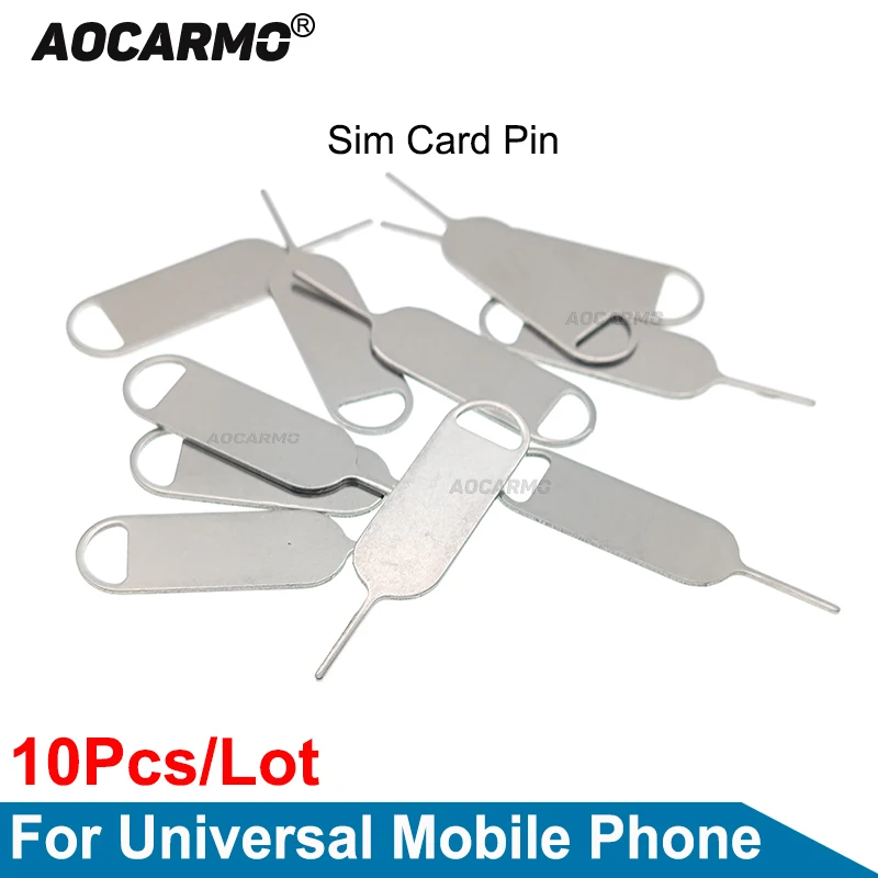 Aocarmo 10Pcs For Universal Mobile Phone Sim Card Tray Open Pin Needle Key Tool For iPhone For Huawei For OnePlus