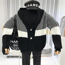 ^#Cheap 2019 winter thick womens new arrival sweaters women's knitted cardigans High Street Patchwork Single Breasted cardigan fashion ^#Cheap 2019 winter thick womens new arrival sweaters women's knitted cardigans High Street Patchwork Single Breasted cardigan fashion